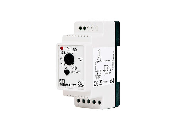 Termostat ETI -1551 DIN 10A Elektronisk termostat for varmestyring